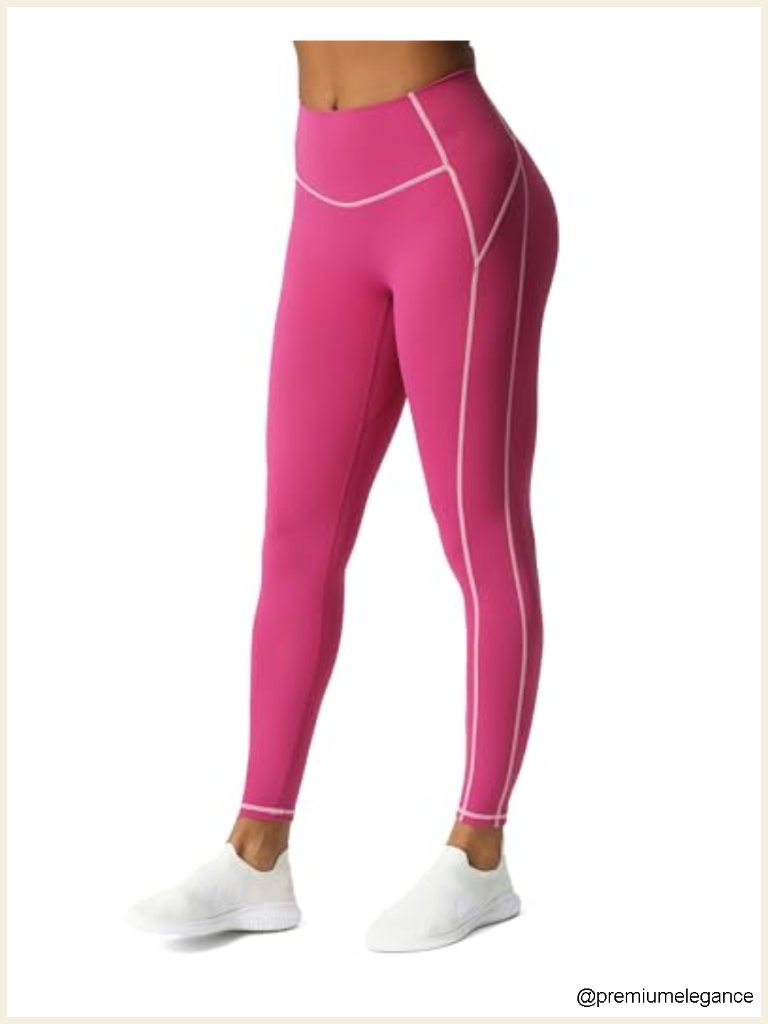 High Waisted Compression Yoga Leggings With V Hip Seam 26"